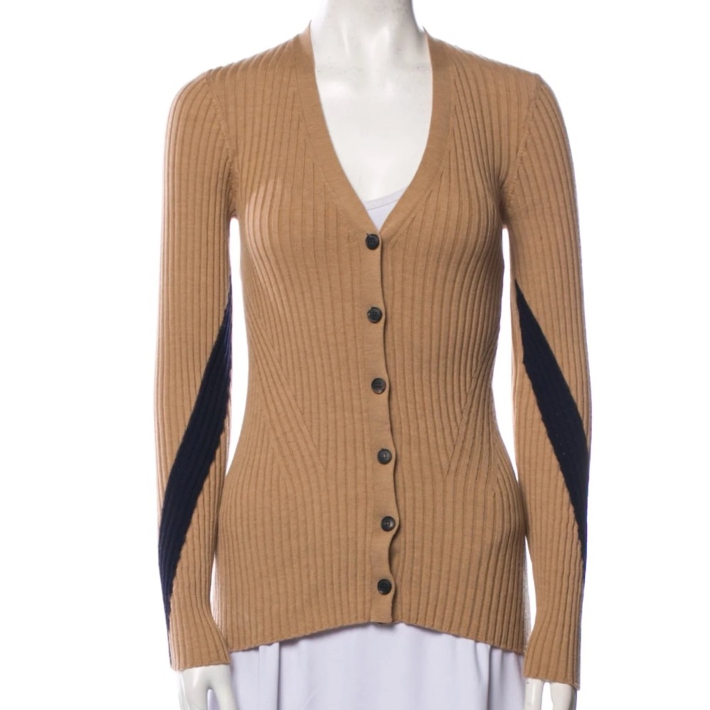 Victoria Beckham Tan Ribbed Women's Sweater, M